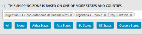 Shipping zone as state & countries