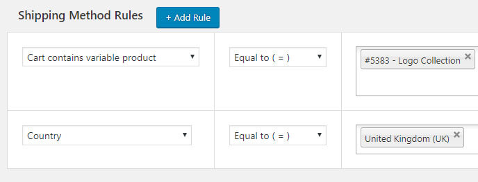 Variable product & country specific shipping rule