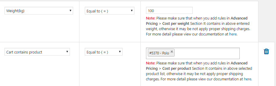 Wight & product specific shipping rule