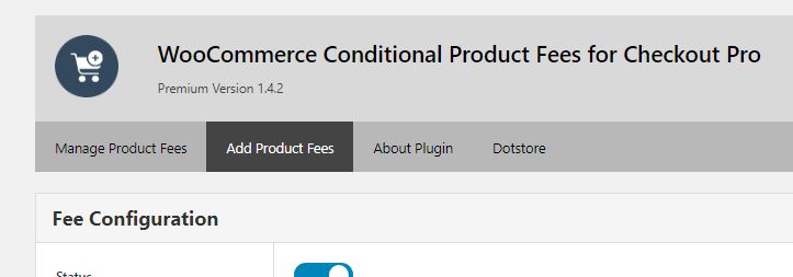 Add Product Fee Option on the Plugin Dashboard