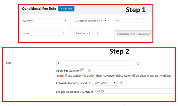 Apply Gradually-increasing quantity based extra fees as per quantity