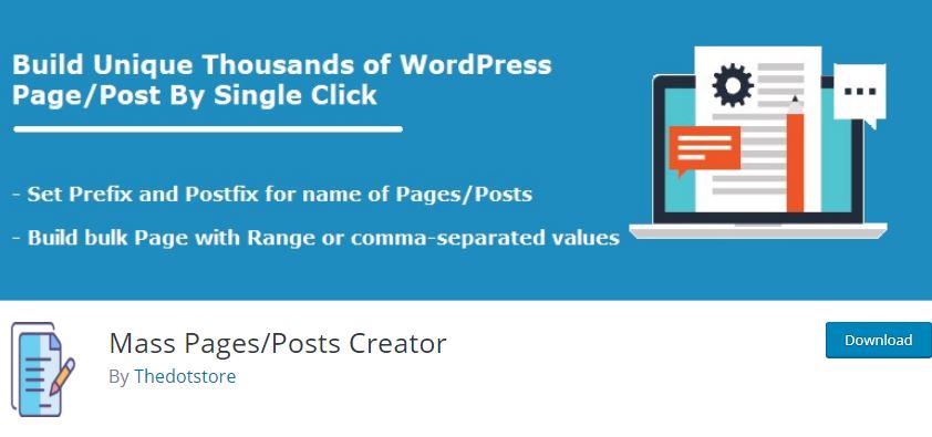 Figure 5 - Mass Pages Posts Creator - List of Free WordPress Plugins to Improve Your Site