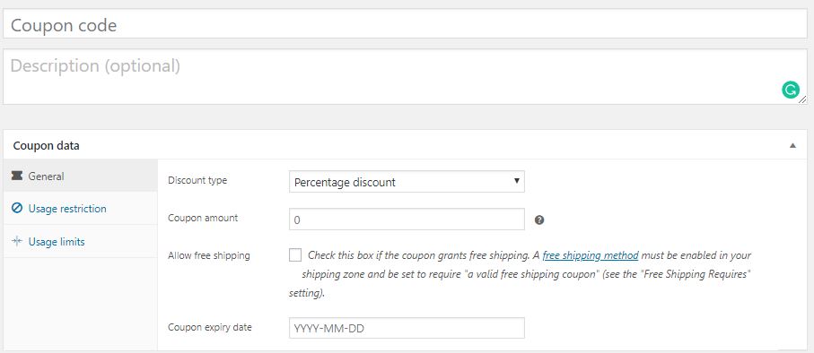 Figure 1 - Default Coupon Creation Method in WooCommerce