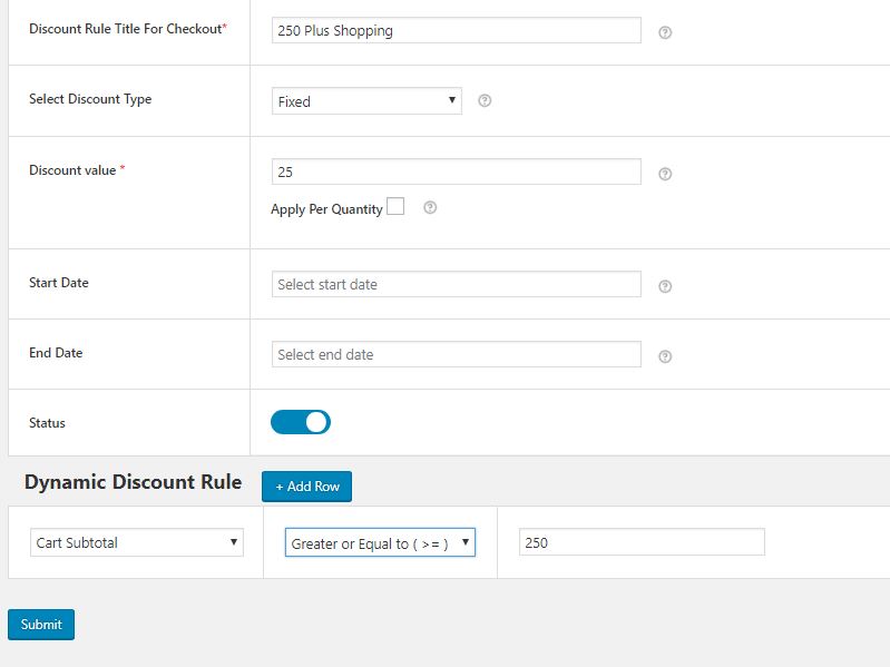 Figure 10 - Case 2 – Give a Discount of $25 when Cart Value is above $250