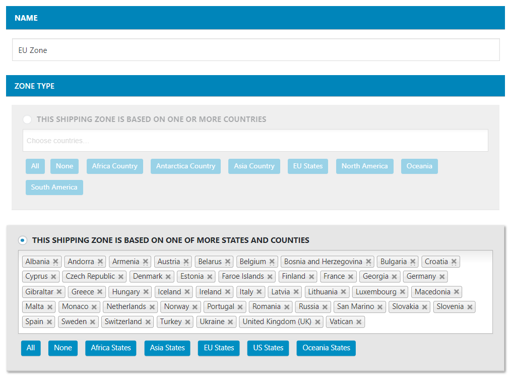 Creating a Custom Shipping Zone