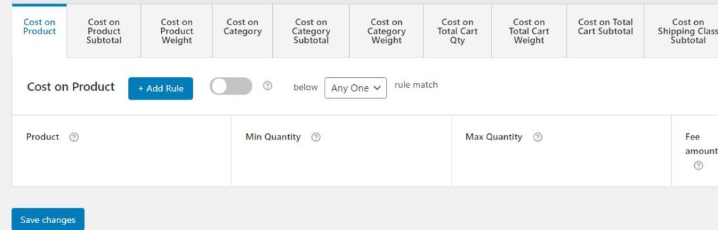 Figure 10: Multiple types of Advanced Shipping Price Rules