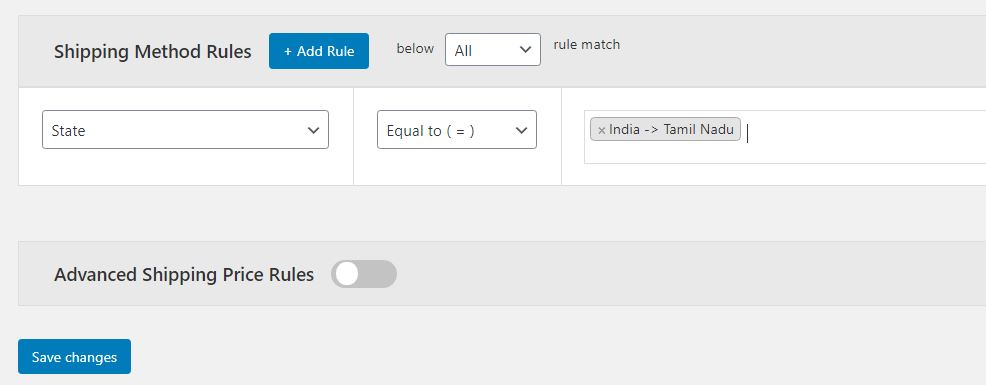 Figure 3: Add the needed Shipping Method Rules for location