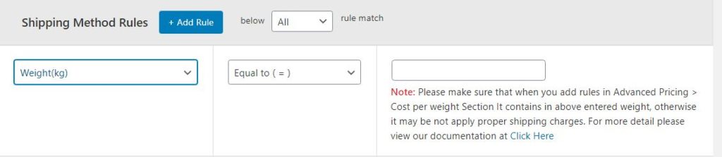 Figure 8: Shipping Rule As per the weight of products in the cart