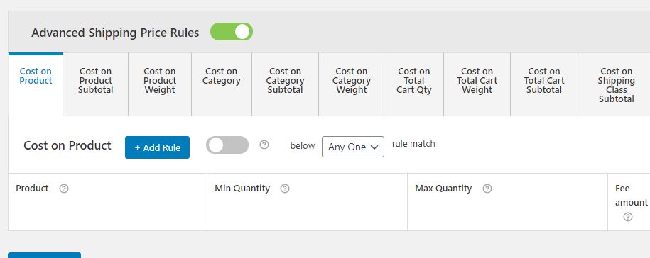 Figure 4: Advanced Shipping Method Rules – For creating Table Rate Shipping Methods