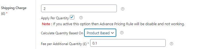 Figure 8: Shipping Charge - Apply per quantity