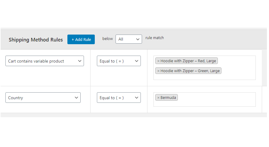 Figure 10 : Create a Shipping Method for the Case 'Cart Contains Variable Product'