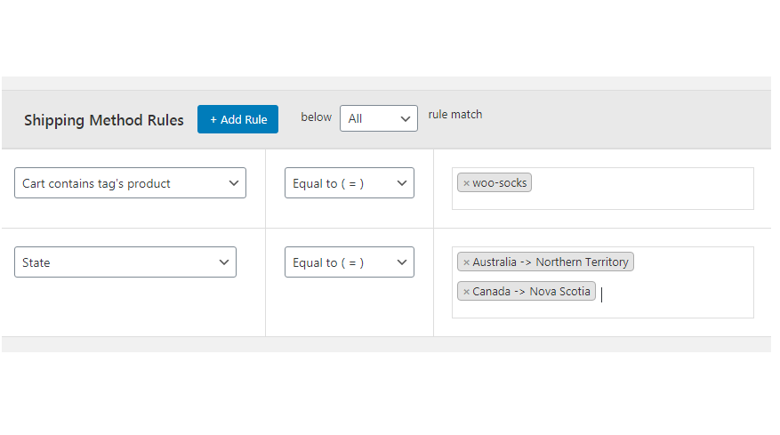 Figure 11 : Create a Shipping Method for the Case 'Cart Contains Tag's Product'