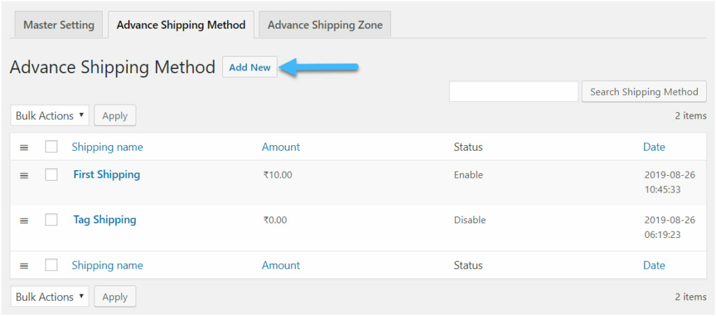 Figure 4 : Create Shipping Method using the Advanced Shipping Method Plugin for WC