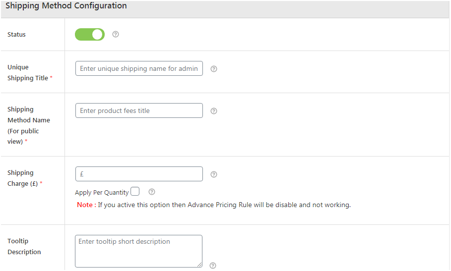 Figure 8 : Shipping method configuration