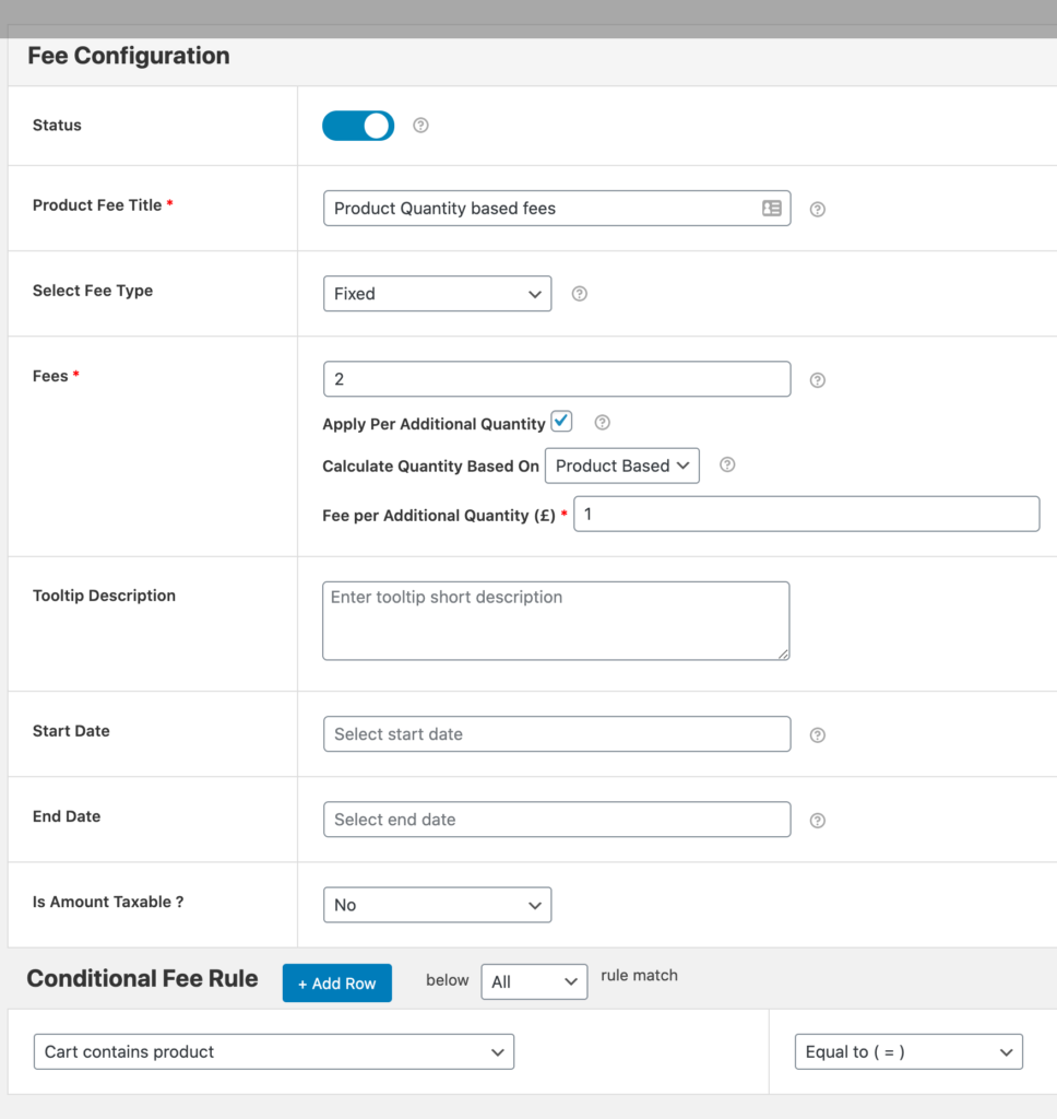 Product Quantity based WooCommerce fees