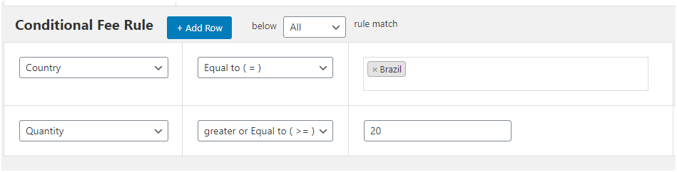 Figure 6 - Setting quantity-based rules for customers in Brazil