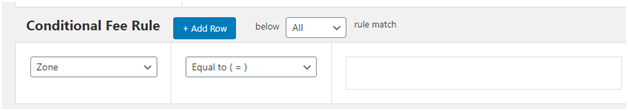 Figure 2 - Space for adding WooCommerce Extra Fee Based Rule for Zone