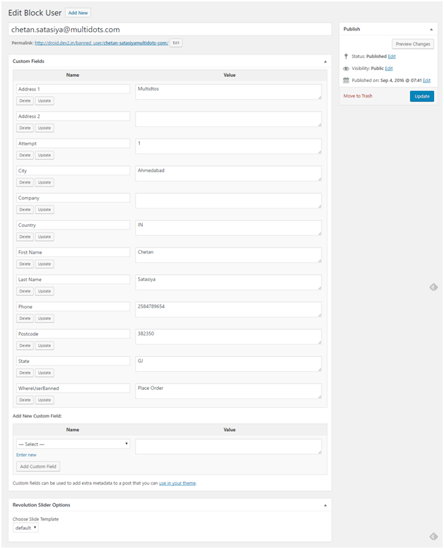 Figure 1 - Types of Details on Checkout Page that you could verify in order to block an order