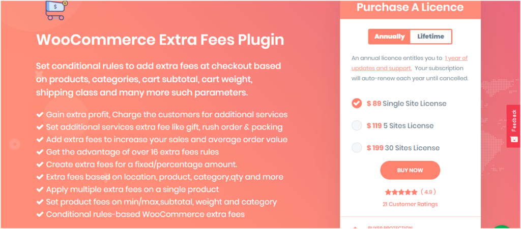 Figure 1 - WooCommerce Extra Fee Plugin or Conditional Fee for Checkout Plugin