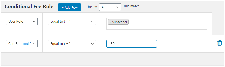 Figure 6 - Adding conditional Fee Rules - Case 2