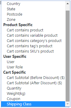 Figure 1 - Use Flat Rate Shipping Plugin to apply rates for these conditions