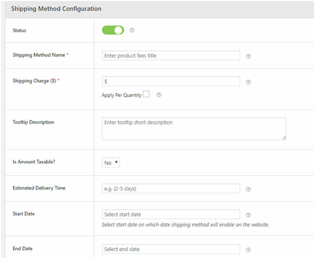 Figure 3 - Shipping Method Configuration