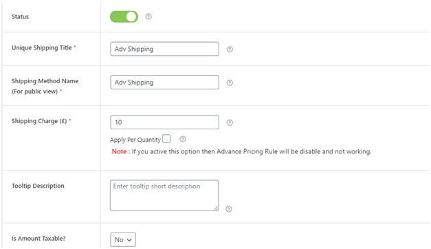 Figure 4 - Applying Shipping Charge and adding other details