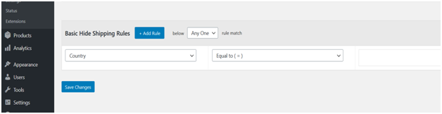 Figure 4 - Hiding Location-based shipping for country