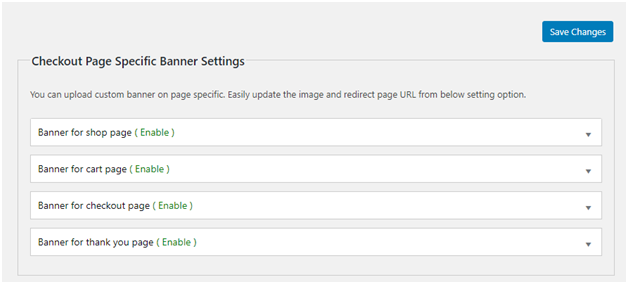 Figure 1 - Checkout Page Specific Banner Settings