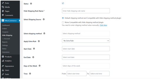 Figure 3 - Adding Hide Shipping Rule Configuration