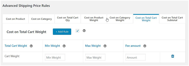 Figure 7: Advanced Shipping Pricing Rules