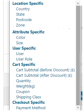 Figure 6: A few conditions with which you can apply free shipping for a specific product