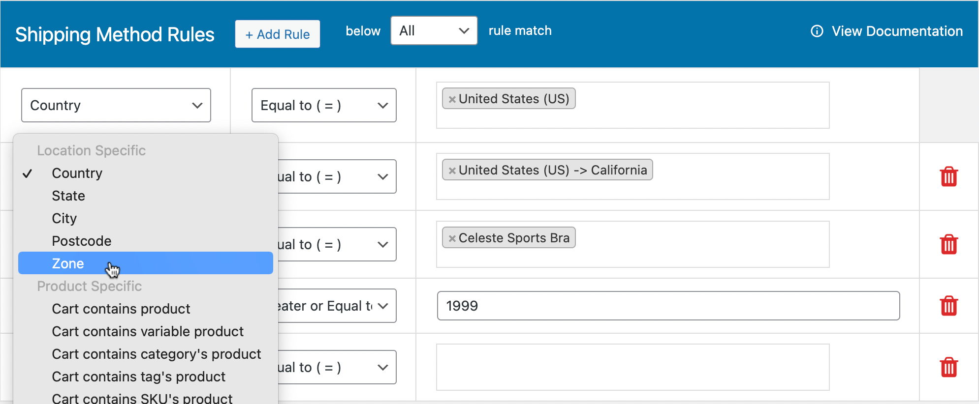 Flat Rate Shipping Method Rules