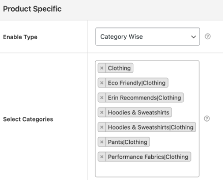 Select product or category samples