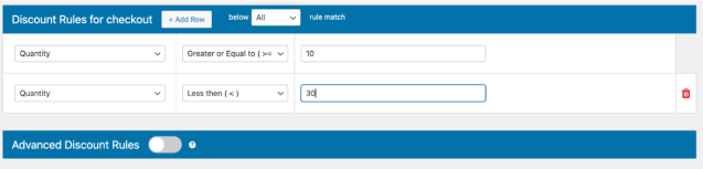 Discount rules for checkout with quantities
