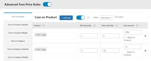 Discount rule on the backend