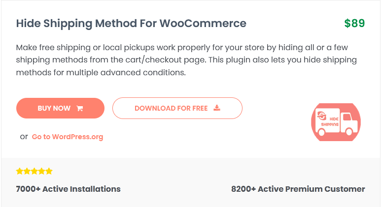 Hide Shipping Method for WooCommerce