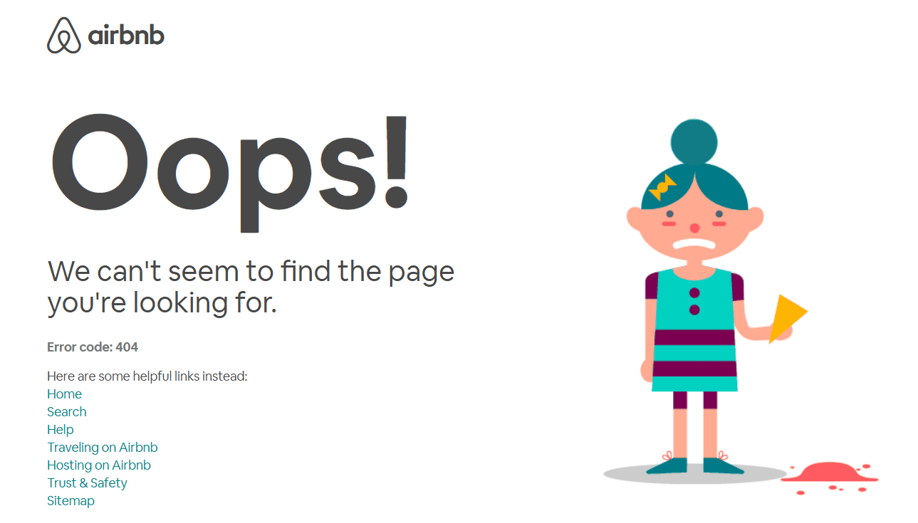 Example of a 404 error page 