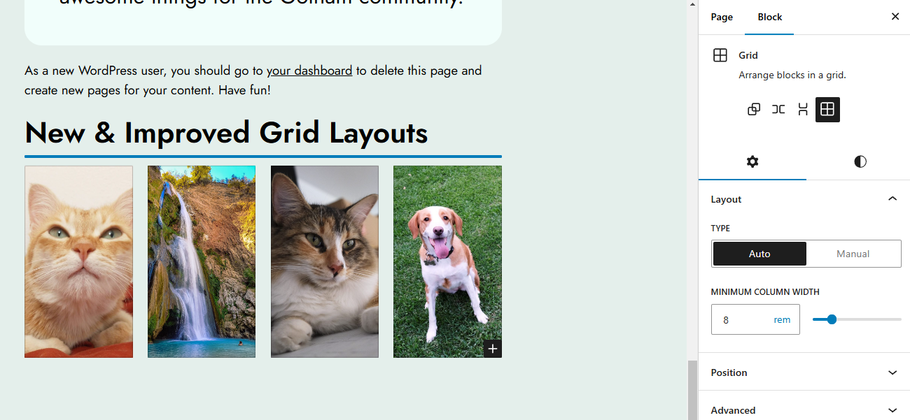 Grid layout with Auto type