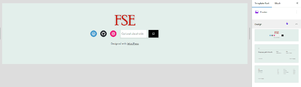 Choosing Footer designs with FSE