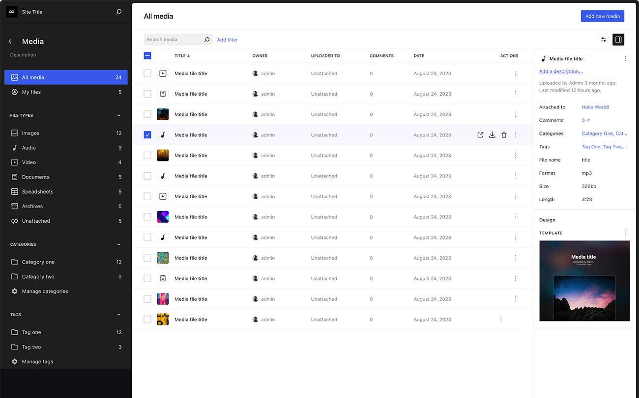 A mockup for bringing Data Views to the Media Library