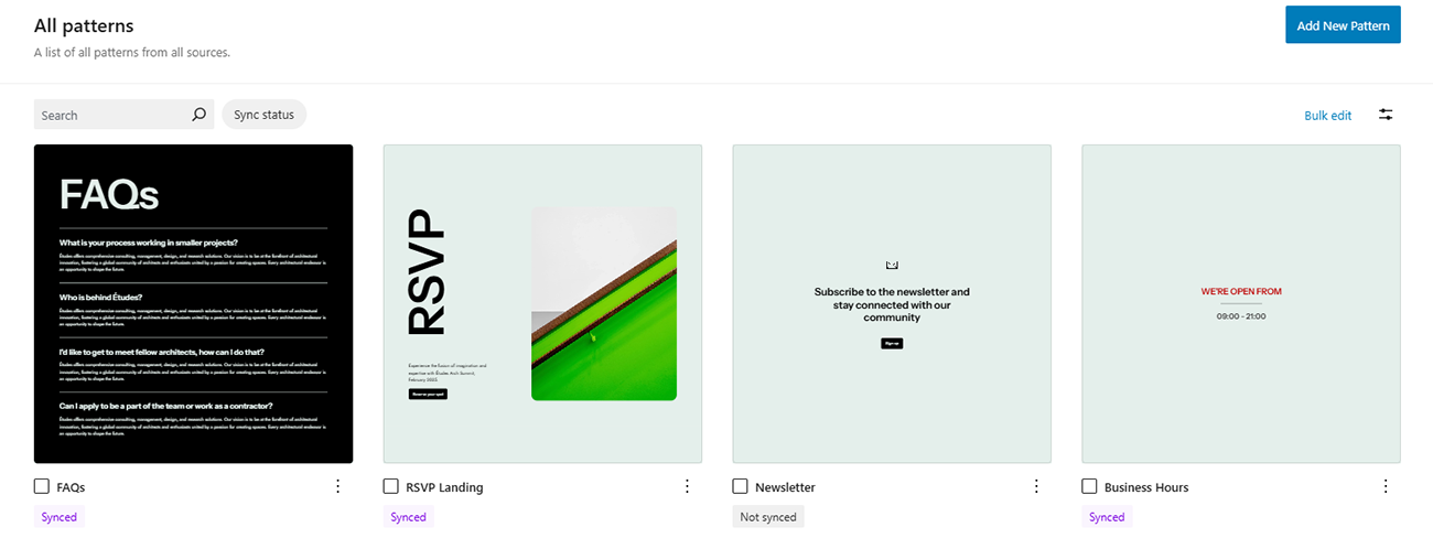 Synced and Unsynced Patterns in WordPress