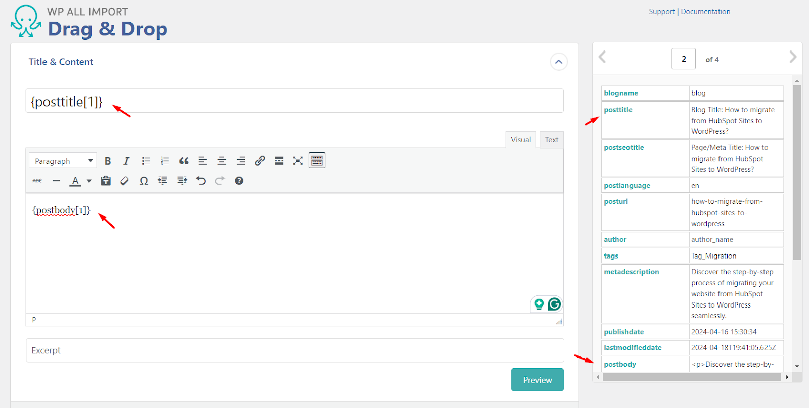 Mapping Parameters from CSV File to WordPress