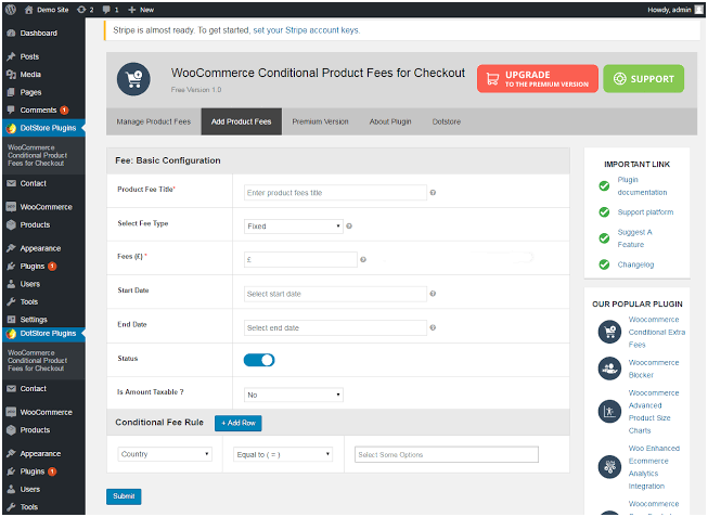 Figure 3 - Add location-based Extra Fees